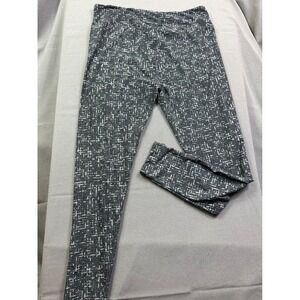 LuLaRoe Leggings Gray Black Abstract Crosshatch Grid Print Tall & Curvy T/C sz M